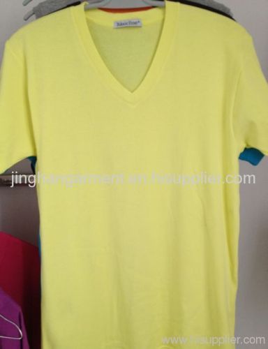 T-shirt yellow color 100% cotton v neck