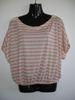 Loose Ladies Fashion Short Sleeve Tops, Womens Knit Tops With White And Red Stripe