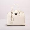 Ivory, White Imitation Louis Vuitton EPI Leather Handbag With Genuine Smooth Leather Trim