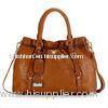 Light Brown Calfskin Leather, Shoulder Strap Prada Handbag With Gold Shine Brass Hardware