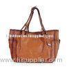 Calfskin Imitation Light Brown Ladies Prada Leather Shoulder Bag With Engraved Logo