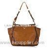 Light Brown Replica Logo Fabric Lining Prada Leather Handbag With Gold shine hardware