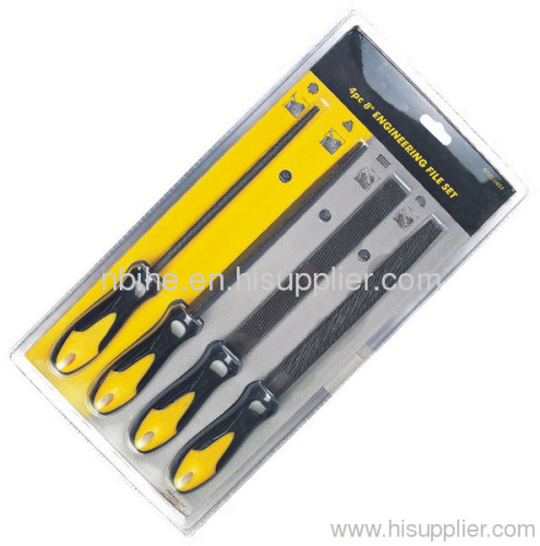 4Pcs Engineering File set with soft handle in Double blister card