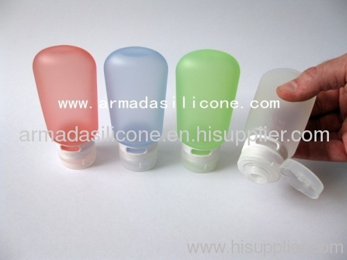 squeezable and portable 2 OZ silicone travel bottle/silicone travel tube