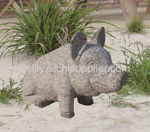 Sitting stone pig statue