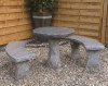 outdoor stone table and bench