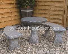 outdoor stone table and bench