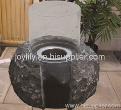 Round stone oil lamp