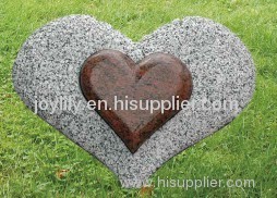 double heart stone statue