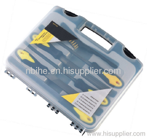 6pcs steel file set with brush plastic box packing