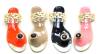 New Ladies Flat Jelly Bow Summer Sandals Womens Beach Shoes Flip Flop