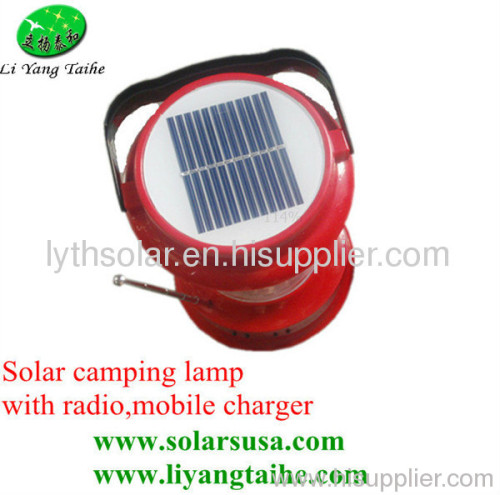 Solar camping lantern with radio mobile charger