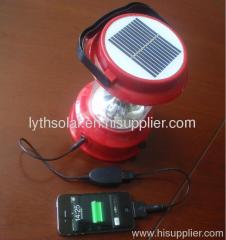 Solar camping lantern with radio mobile charger