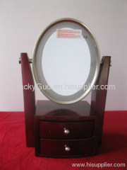 Wood makeup mirror