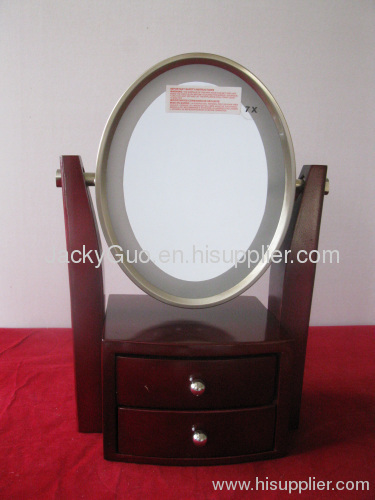 wood makeup mirror
