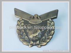 3D die cast lapel pin with antique nickel plating