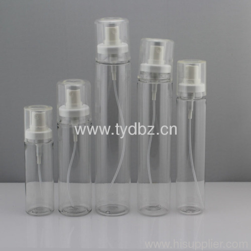 Cylindrical Snap On Neck Clear PET Bottles