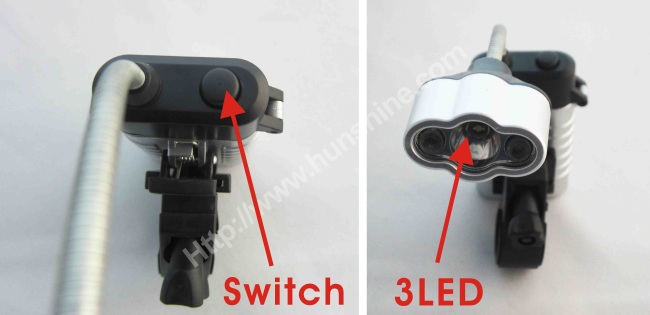 1+2 white LED bicycle light