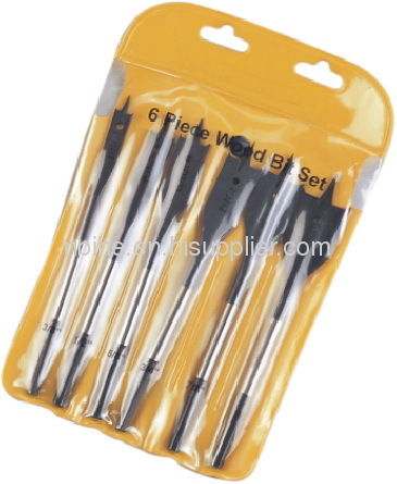 6pcs wood spade drill/flat wood drill PVC bag packing