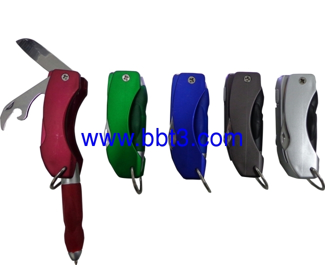 Promotion folding ballpoint pen with function tools