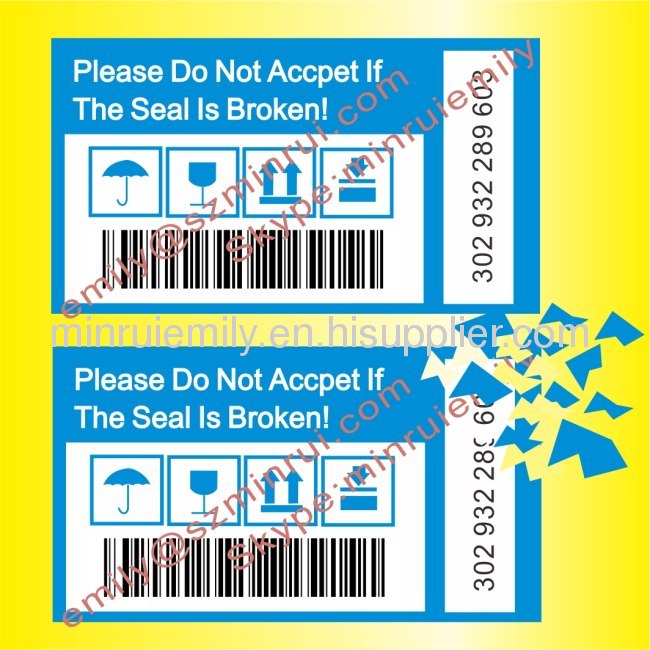 Custom tamper evident barcode labels as shipping labels