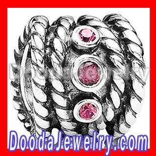 Sterling Silver european Hidden Romance Charm with Rhodolite