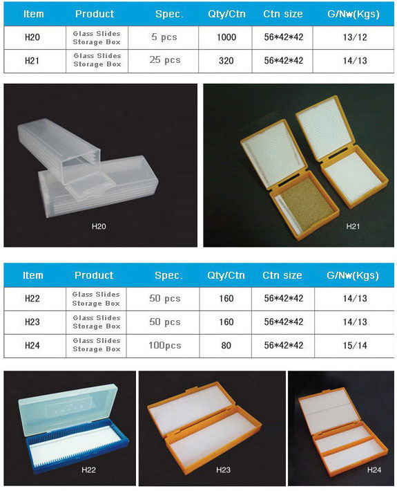 Microscope Slides Box in PP or Wooden material