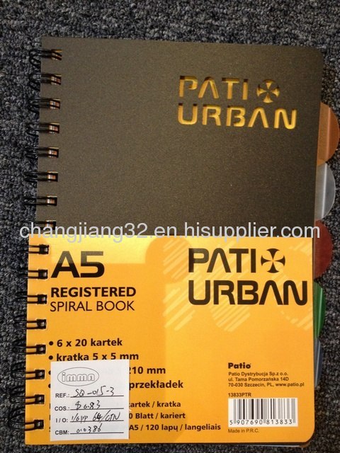 PP cover with divider spiral notebook