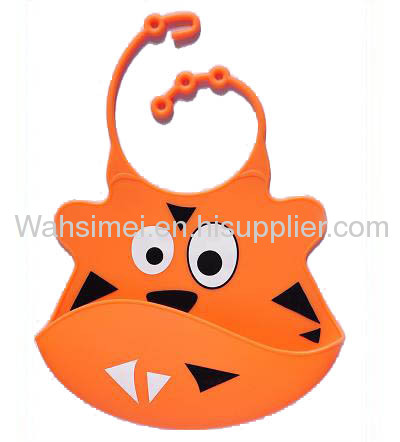 Easy washable ctue aninaml shape silicone bib for lovely baby