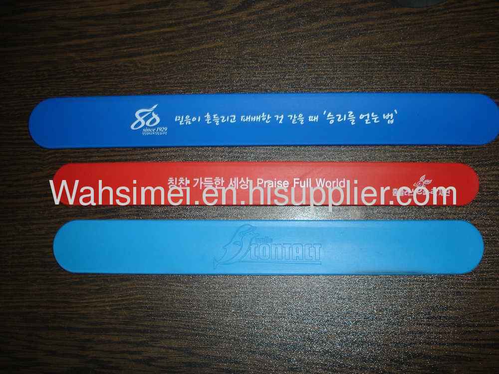 Funny silicone slap bracelet with customize LOGO printed silicone wristband