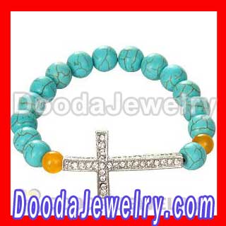 10mm Green Turquoise Honesty Bracelets Cross Wholesale