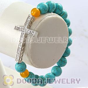 10mm Green Turquoise Honesty Bracelets Cross Wholesale