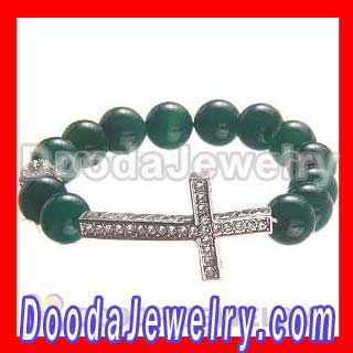 10mm Green Turquoise Honesty Bracelets Cross Wholesale