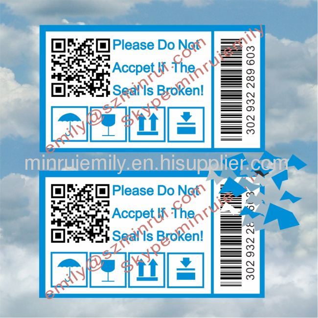 Custom tamper proof evident seal stickers with custom QR code