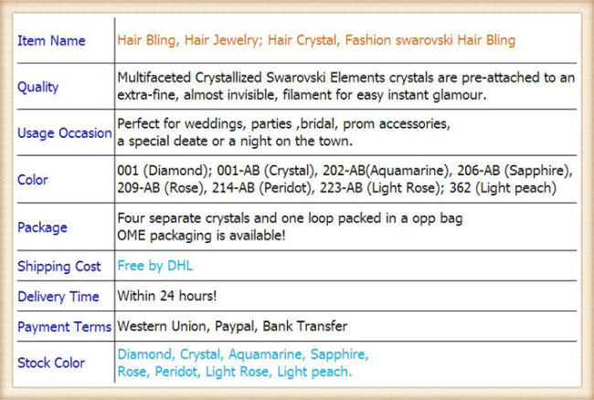 NEW Arrival - Swarovski Crystal Hair Bling