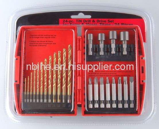 24pc drill and driver bit setplastic box packing