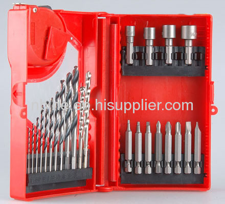 25pc drill and driver bit set with measuring tape plastic box packing