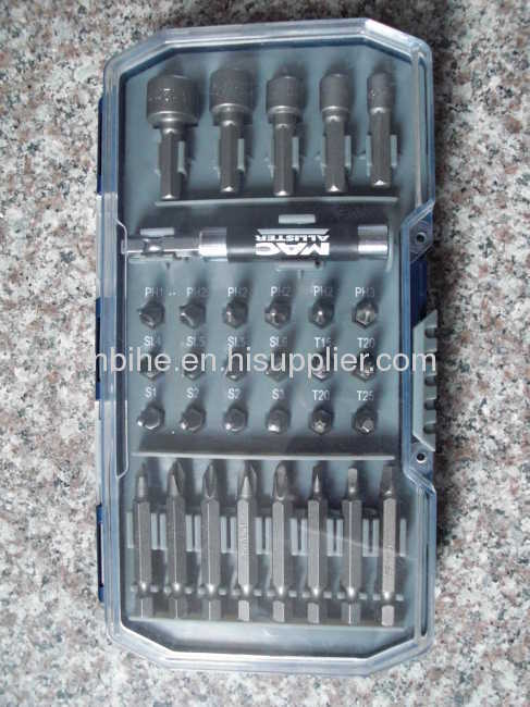 iwork 44pcs drill and screwdriver bit set transparent plastic mould box pakcing