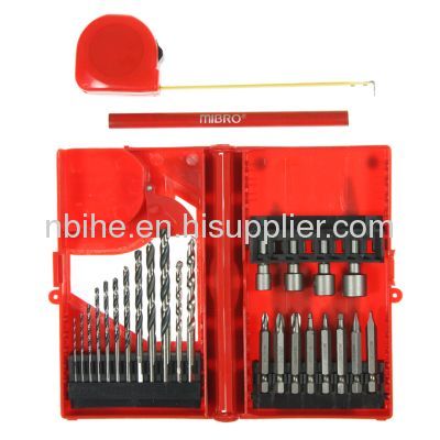 Mibro 24pc Drill Bit Set High Speed Masonry Screwdriver Tool Home Tape Measure