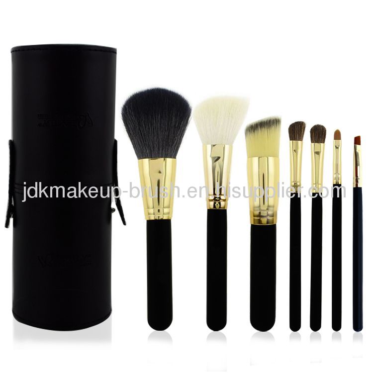 Professional 7 pcs cylinder black makeup brush set 