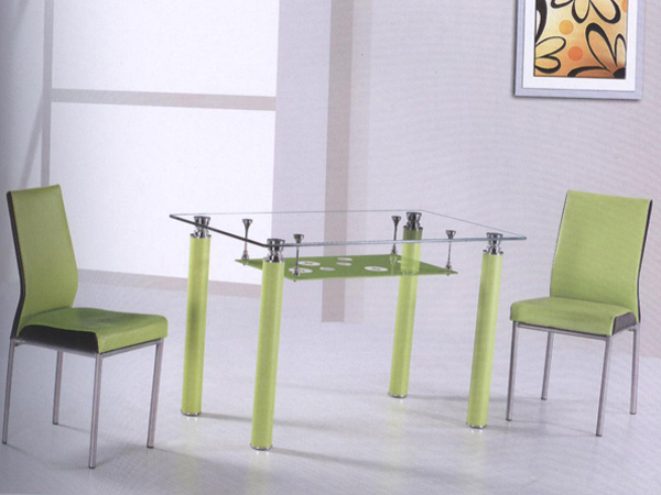 grass steel square dining table with chair set 