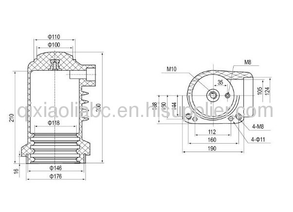 Isolation contact spout bushings CHN3-10Q/190