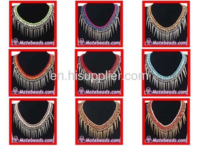 Wholesale Chunky Chain Spikes Tassels Cheap Punk Necklaces For Women