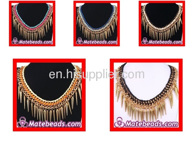 Wholesale Chunky Chain Spikes Tassels Cheap Punk Necklaces For Women