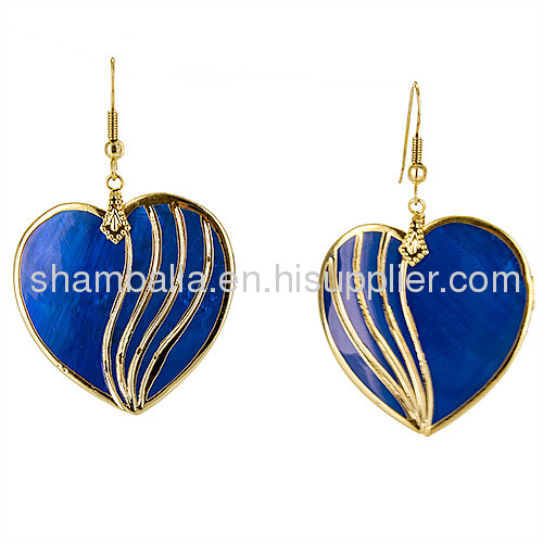 2013 Fashion Hand Painted Heart Shaped Shell Earrings Wholesale