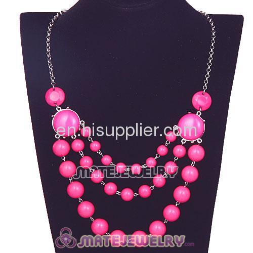 Olivine Resin Bubble Beads Three Layered Bib Necklace Jewellery