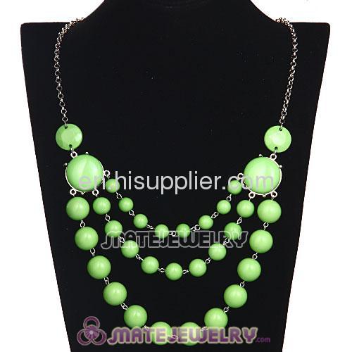 Olivine Resin Bubble Beads Three Layered Bib Necklace Jewellery