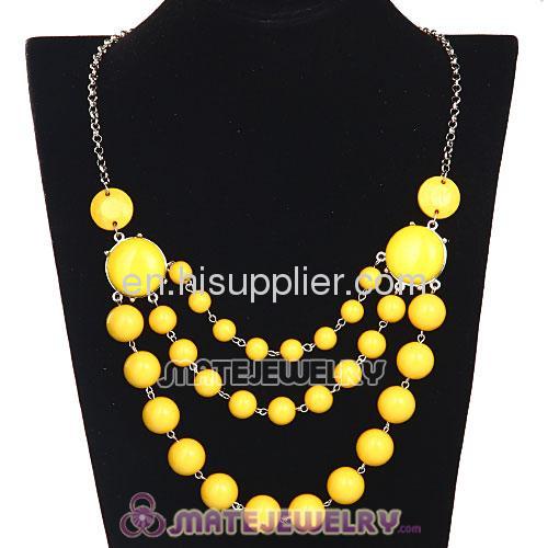 Olivine Resin Bubble Beads Three Layered Bib Necklace Jewellery