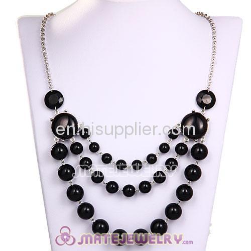 Olivine Resin Bubble Beads Three Layered Bib Necklace Jewellery