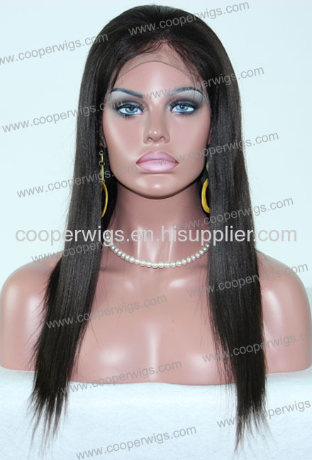 Fashion Yaki Straight Virgin Brazilian Hair Lace Wigs